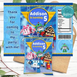 Robocar Poli Birthday Chip Bag Digital File Printable Instant Download