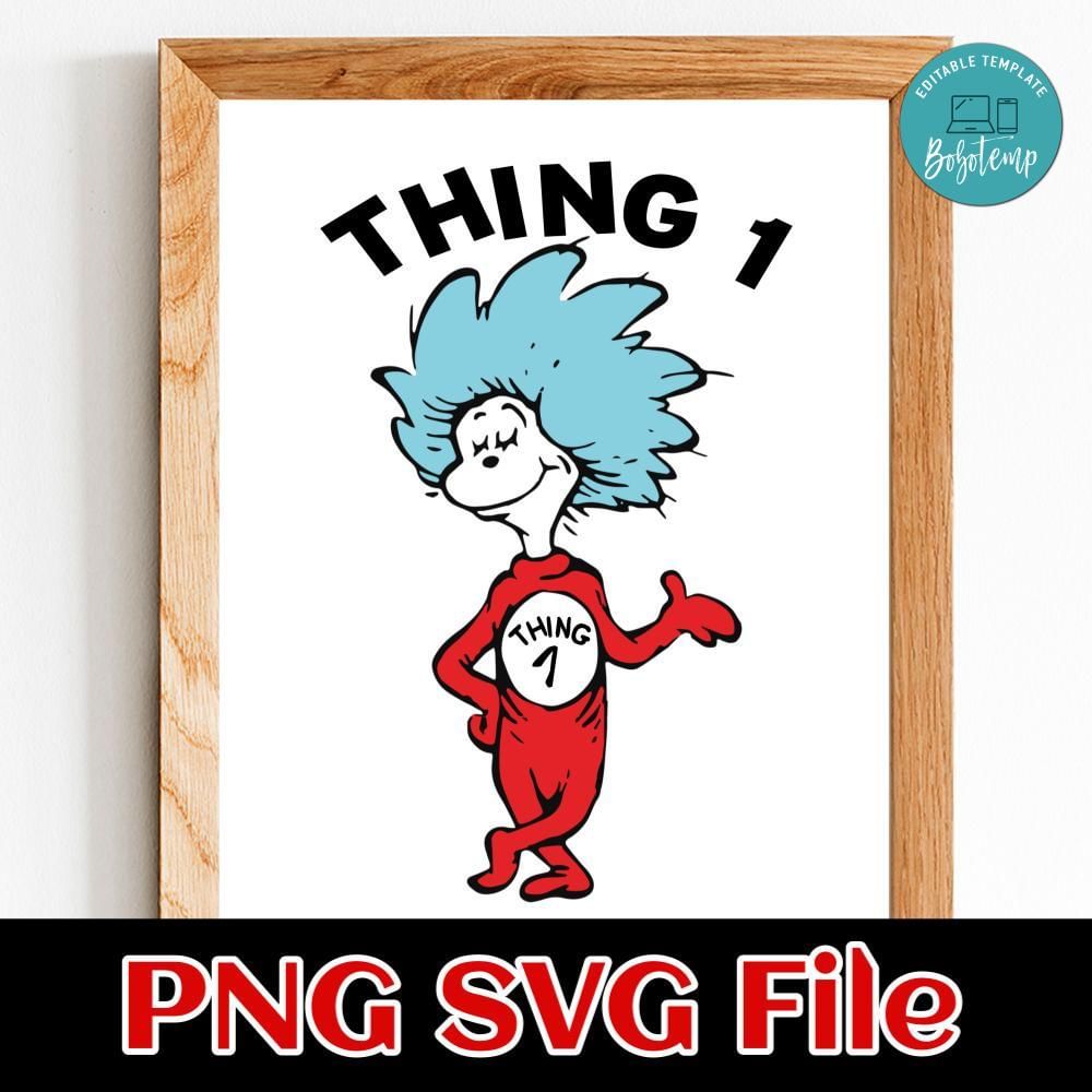 Dr seuss thing 1 or thing 2 png file template bobotemp