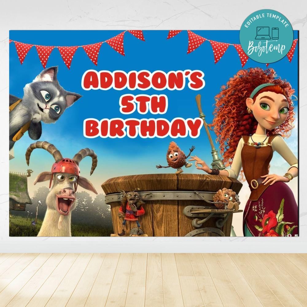 Yaga And The Book Of Spells Birthday Backdrop Digital File Template Instant Download