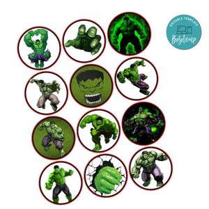 Hulk Cupcake Toppers Template Printable Instant Download