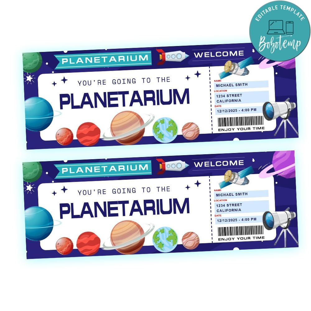 Planetarium Voucher Ticket Invite Customizable Template Instant Download