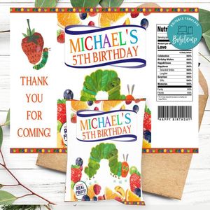 Hungry Caterpillar Birthday Party Fruit Snack Bag Digital File Printable Instant Download