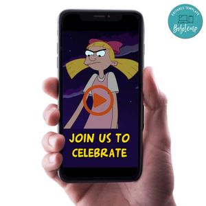 Hey arnold Birthday Video Invitation Digital Template Customizable Instant Download