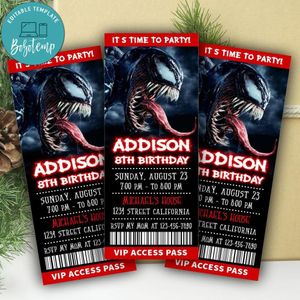 Venom Ticket Invitation Customizable Template Instant Download