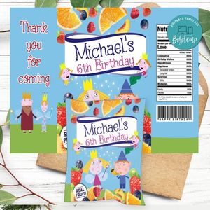 Ben And Holly's Little Kingdom Birthday Party Fruit Snack Bag Digital File Printable Instant Download
