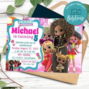 House of surprises Birthday Invitation Customizable Template to Print at Home Instant Download