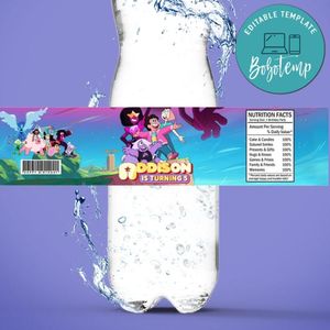 Steven Universe Birthday Water Bottle Label Template to Print at Home Instant Download