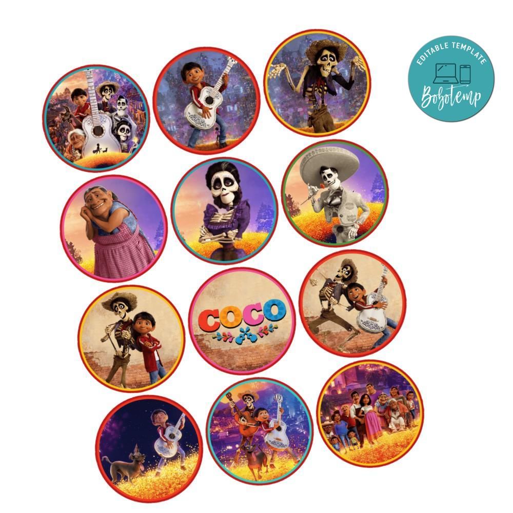 Coco Disney Cupcake Toppers Template Printable Instant Download | Bobotemp coco-disney-cupcake-toppers-template-printable-instant-download-bobotemp