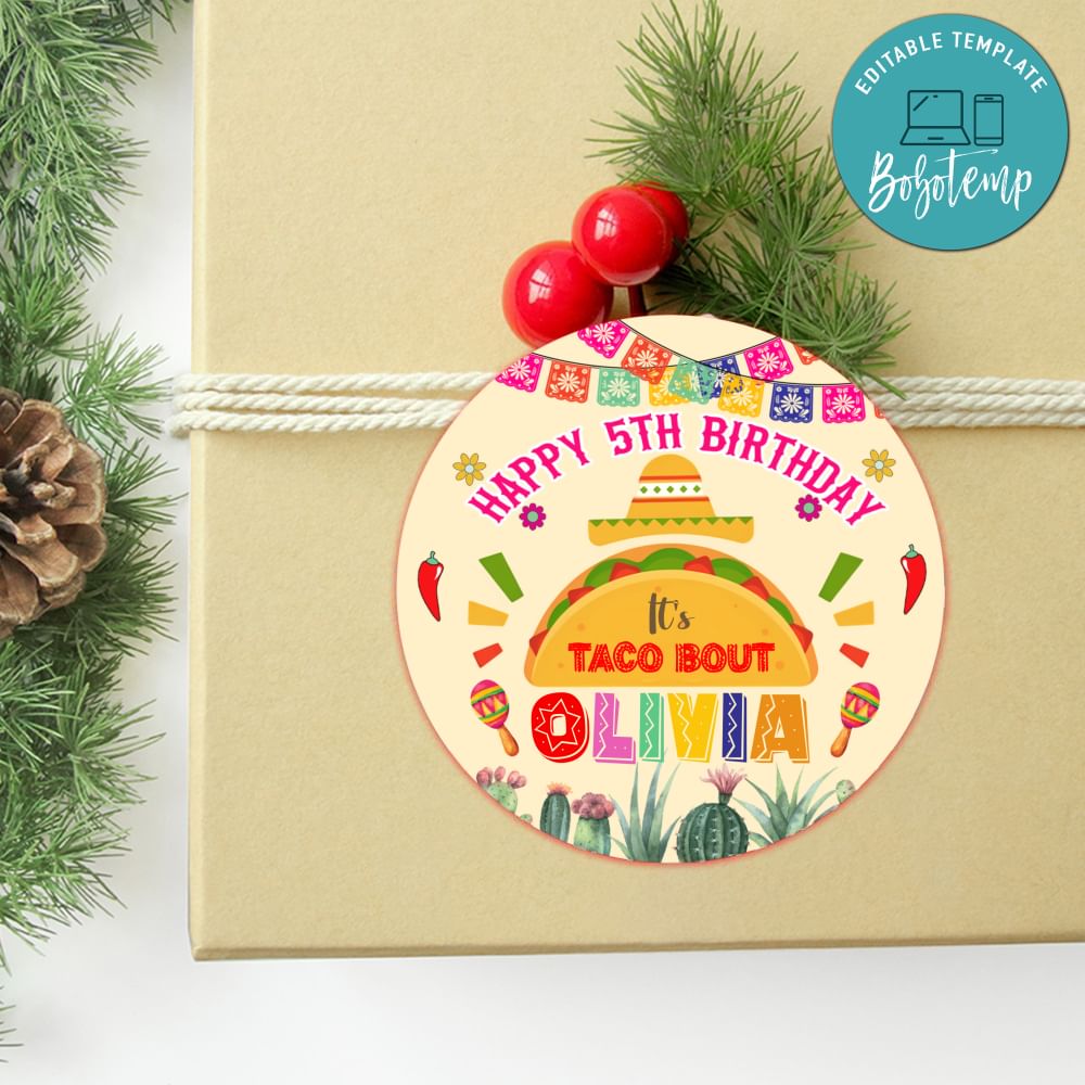 Taco Circle Sticker Template Customizable DIY | Bobotemp