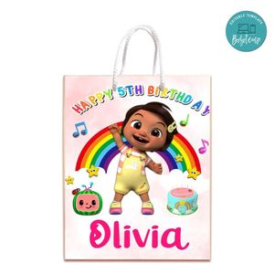 Nina Cocomelon Gift Bag Label Template Printable Instant Download