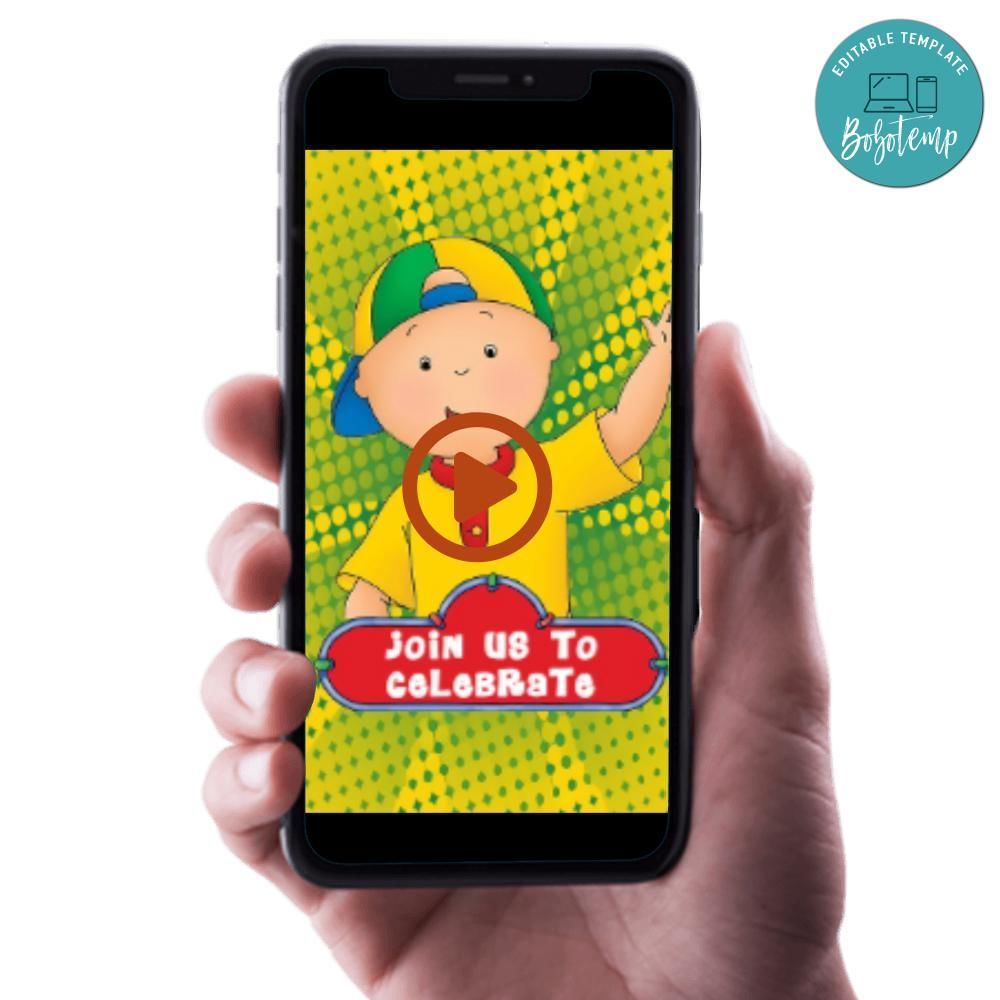 Caillou Video Invitation Digital Template Customizable Instant Download