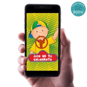 Caillou Video Invitation Digital Template Customizable Instant Download
