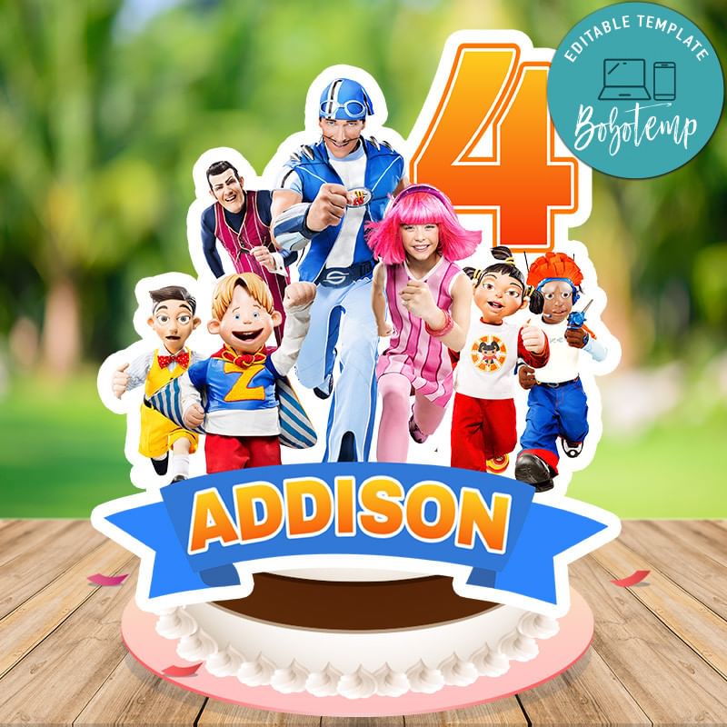 LazyTown Birthday Cake Topper Template Printable | Bobotemp Shop