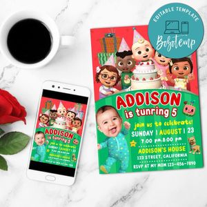 Cocomelon Mobile Invite Customizable Template Instant Download