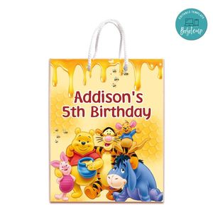 Winnie The Pooh Gift Bag Label Template Printable Instant Download