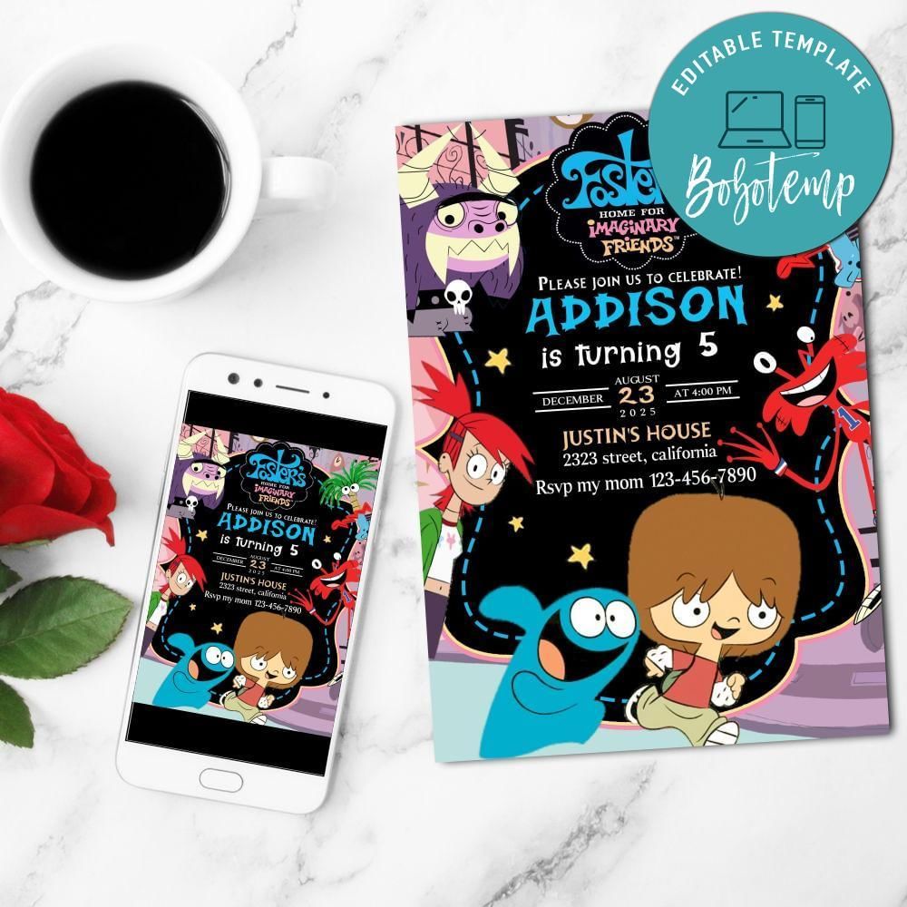 Foster's home Invitation Customizable Template to Print at Home Instant Download