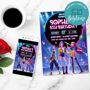 KPop Demon Hunter Mobile Invite Customizable Template Instant Download