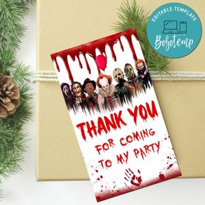 Friends Horror Movie Thank You Tag Customizable Template To Print At Home Instant Download
