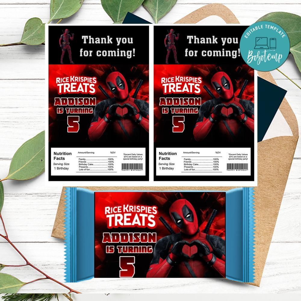 Deadpool Rice Krispies Treats Template Printable | Bobotemp