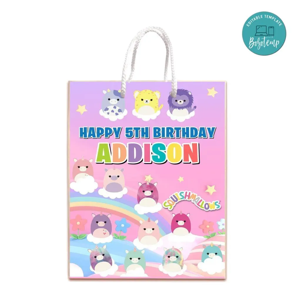 Squishmallow Gift Bag Label Template Printable DIY | Bobotemp