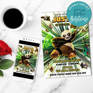 Kung Fu Panda 4 Mobile Invite Customizable Template Instant Download