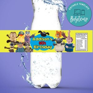 Timmy Time Birthday Water Bottle Label Template to Print at Home Instant Download