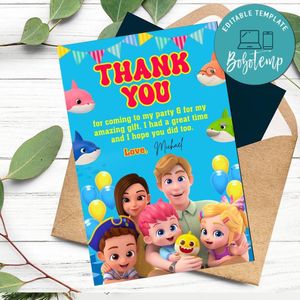 Bebefinn Thank You Card Customizable Template To Print At Home Instant Download