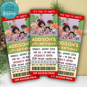 Cleo And Cuquin Ticket Invitation Customizable Template Instant Download