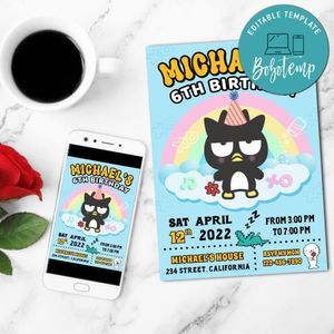 Badtz Maru Mobile Invite Customizable Template Instant Download