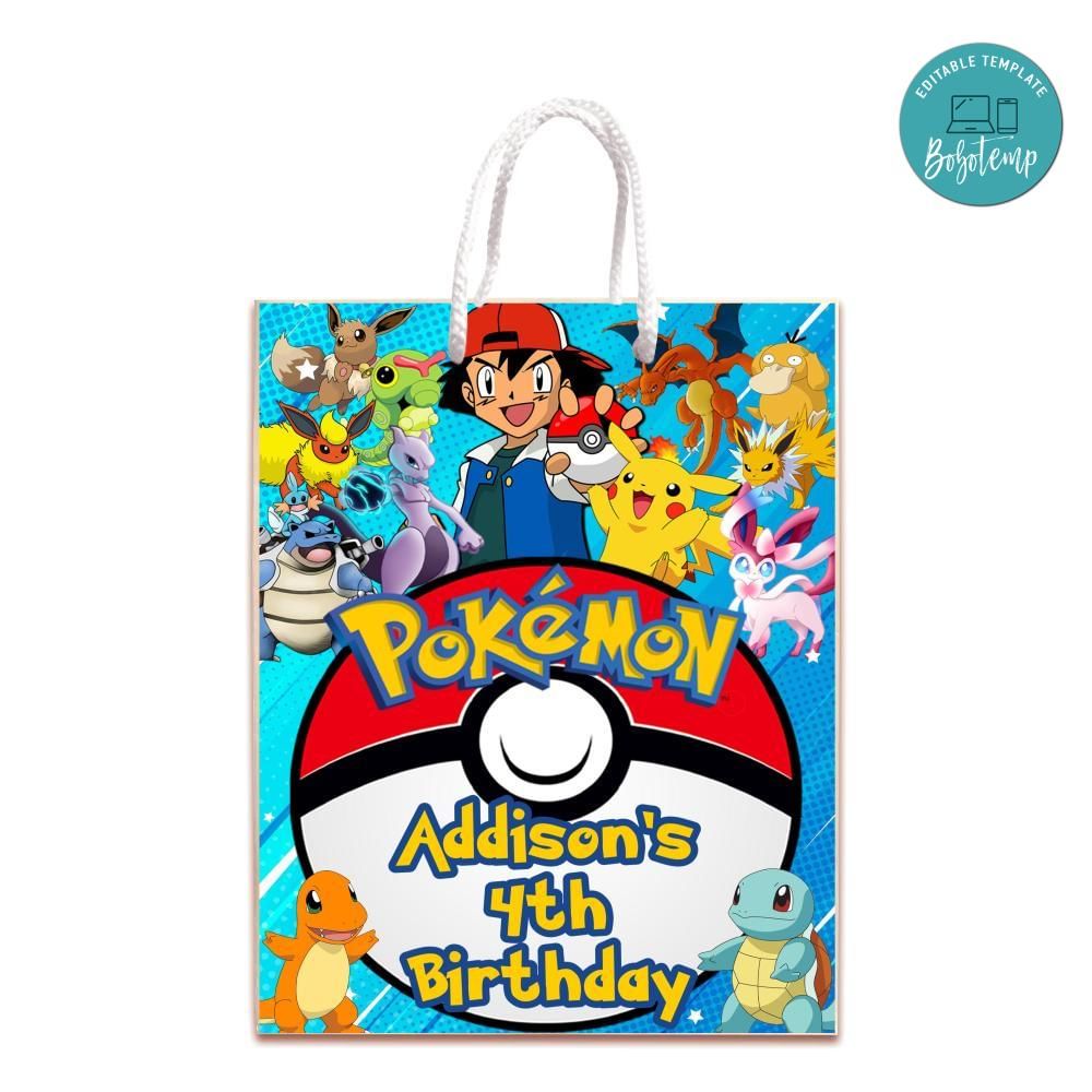 Pokemon Gift Bag Label Template Printable DIY | Bobotemp