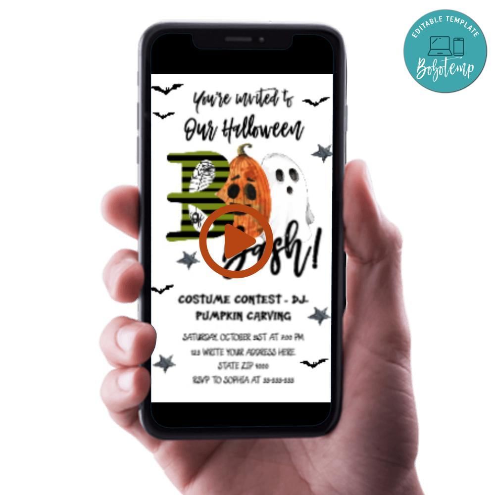 Boo Bash Video Invitation Digital Template Customizable Instant Download