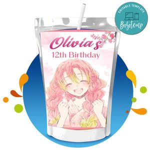 Mitsuri Capri Sun Birthday Labels Digital File Printable Instant Download