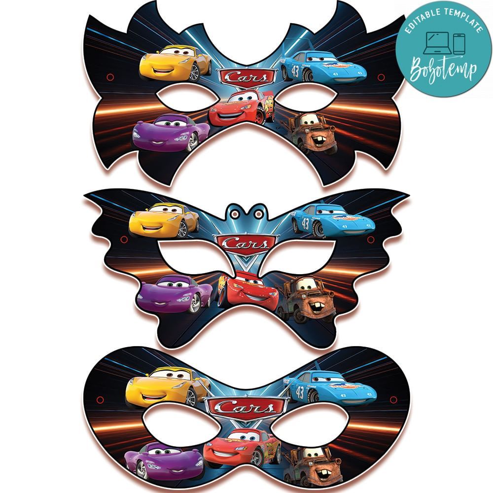 Disney cars Kids Eye Mask Birthday Template