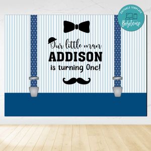Little man Birthday Backdrop Digital File Template Instant Download