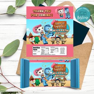 Sheriff Callie Candy Bar Label Customizable Template Instant Download
