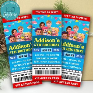 Bebefin Ticket Invitation Customizable Template Instant Download