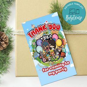 Toca Boca Thank You Tag Customizable Template To Print At Home Instant Download