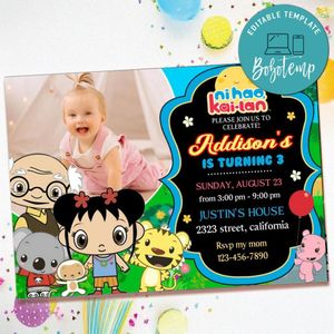 Ni hao kai lan Birthday Invitation with Photo Customizable Template to Print at Home Instant Download