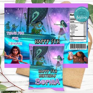 Moana 2 Birthday Party Chip Bag Digital File Printable Instant Download
