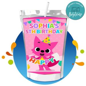 Pinkfong Capri Sun Birthday Label Digital File Printable Instant Download