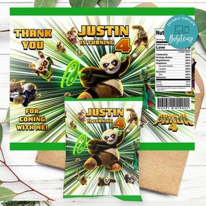 Kung fu panda 4 Birthday Party Chip Bag Digital File Printable Instant Download