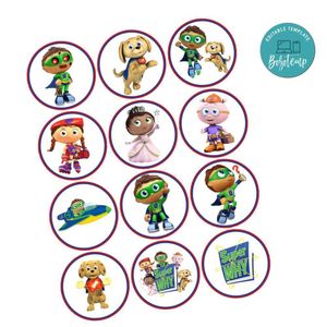 Super Why Wyatt Cupcake Toppers Template Printable Instant Download