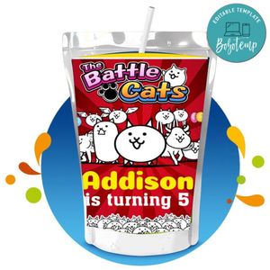 The Battle cats Capri Sun Birthday Labels Digital File Printable Instant Download