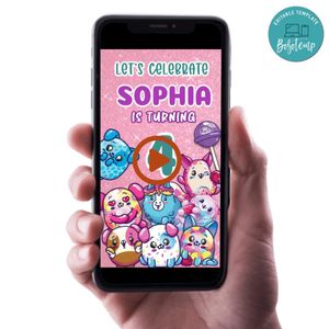Pikmi pops Birthday Video Invitation Digital Template Customizable Instant Download