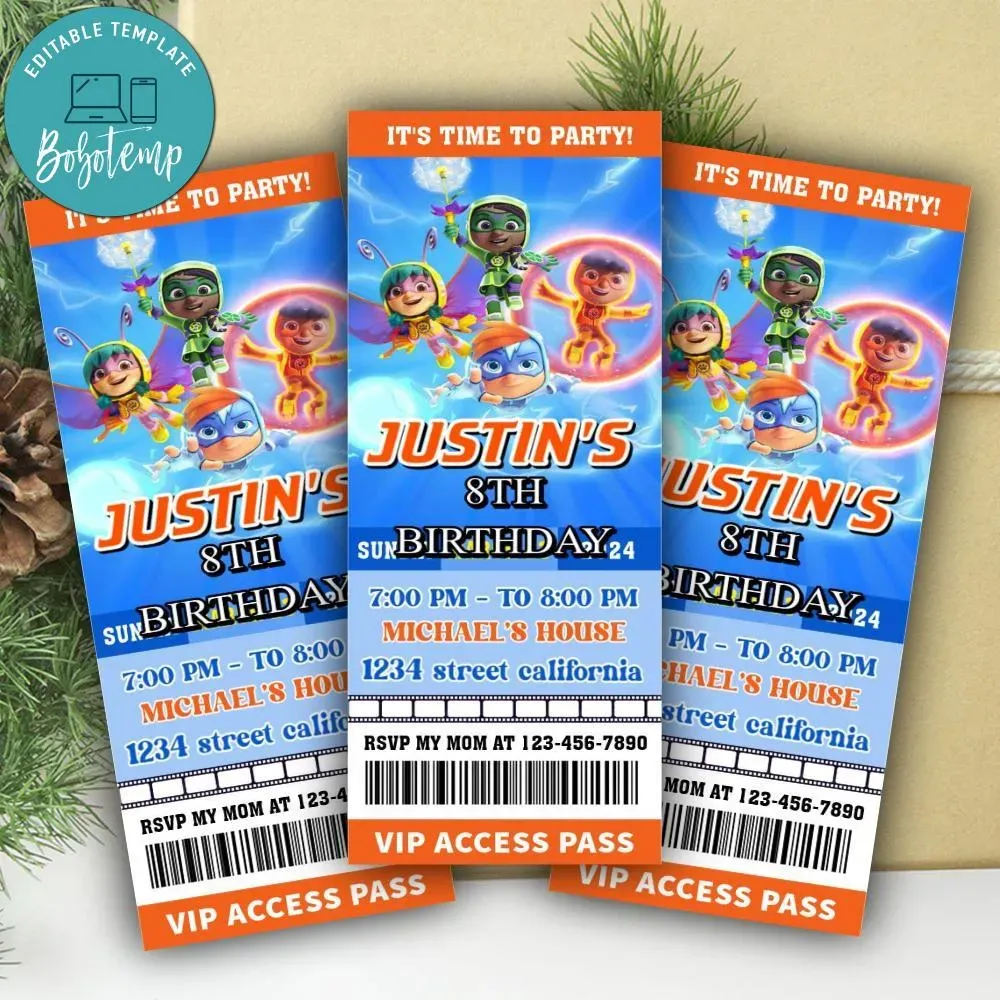 Action Pack Ticket Invitation Customizable Template | Bobotemp