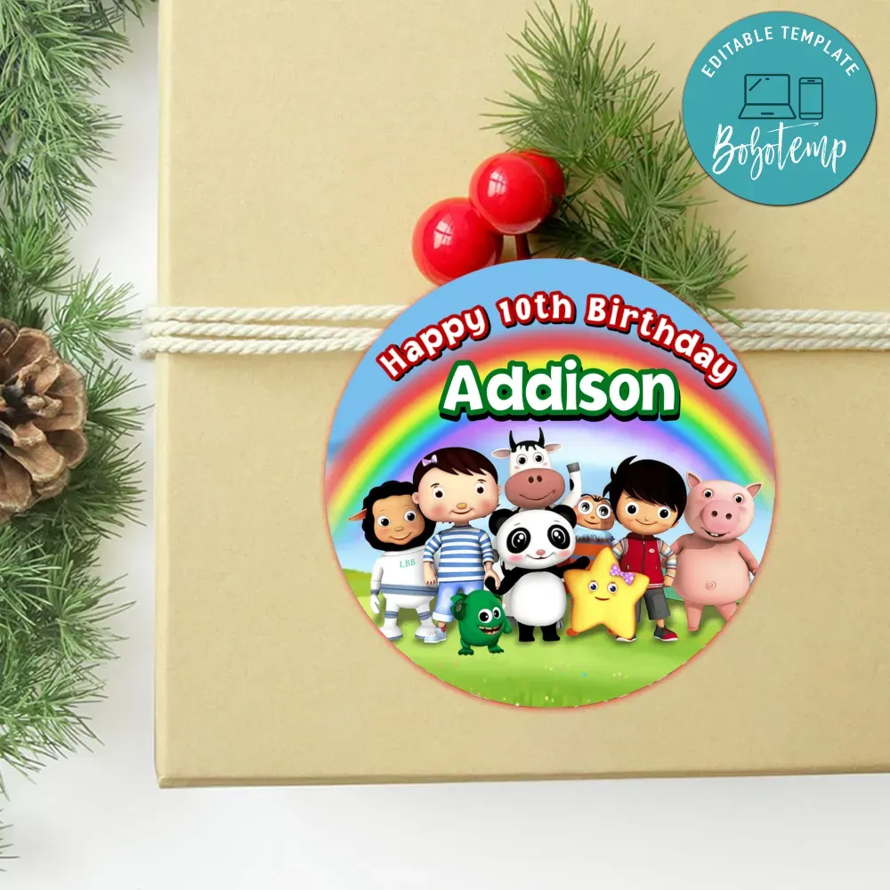 Little Baby Bum Circle Sticker Template Customizable DIY | Bobotemp