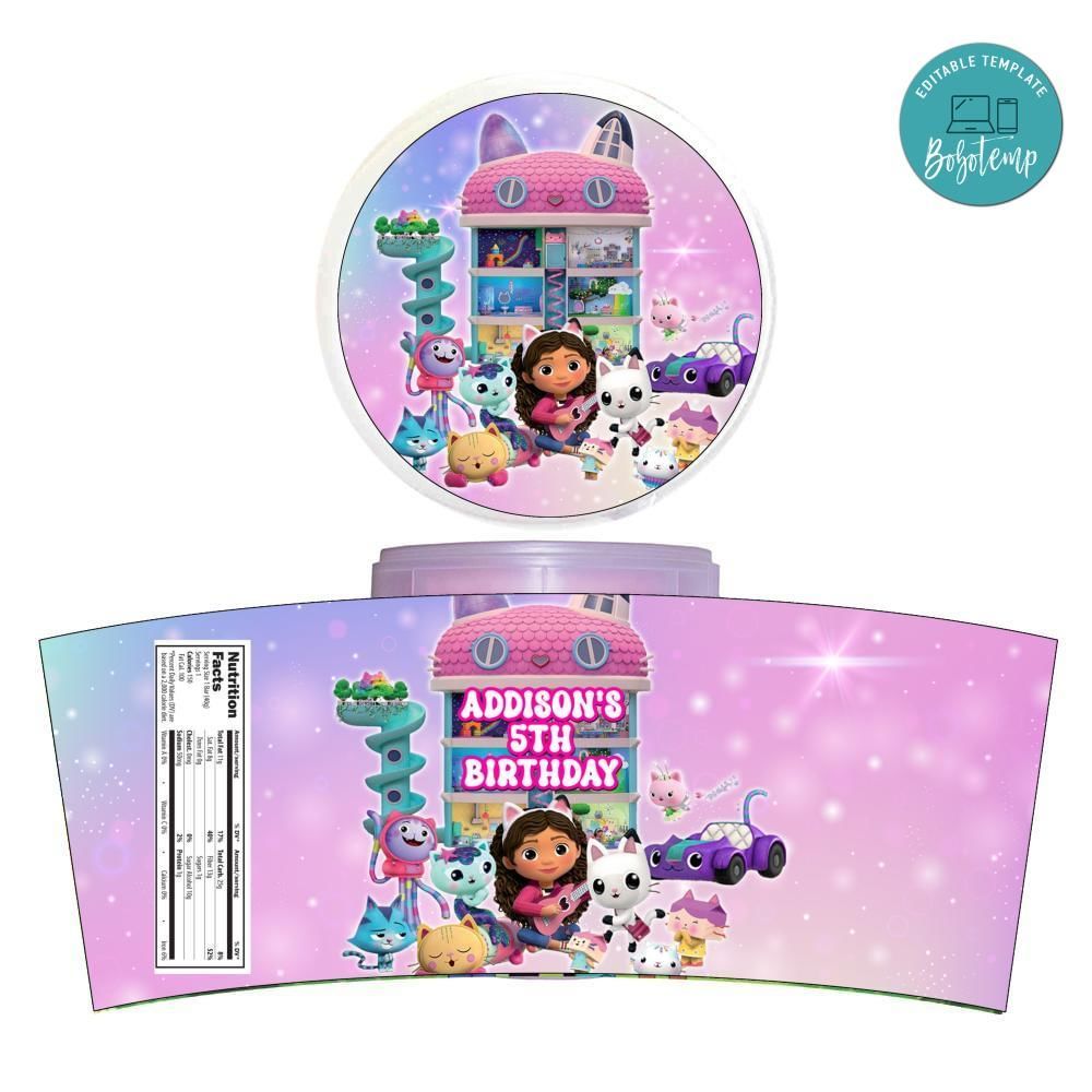 Gabby Dollhouse Cotton Candy Label Template To Print At Home Instant Download