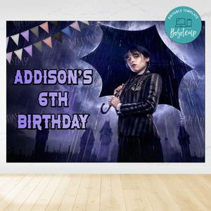 Wednesday Birthday Backdrop Digital File Template Instant Download
