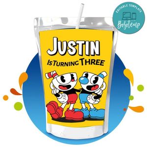 Cuphead Capri Sun Birthday Labels Digital File Printable Instant Download