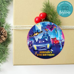 Batwheels Circle Sticker Template Customizable to Print at Home Instant Download